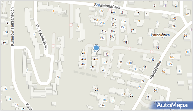 Zakopane, Pardałówka, 47a, mapa Zakopanego