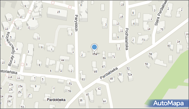 Zakopane, Pardałówka, 65a, mapa Zakopanego