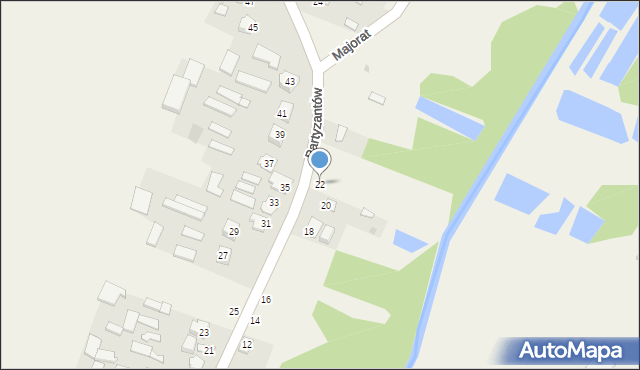 Zakrzówek, Partyzantów, 22, mapa Zakrzówek