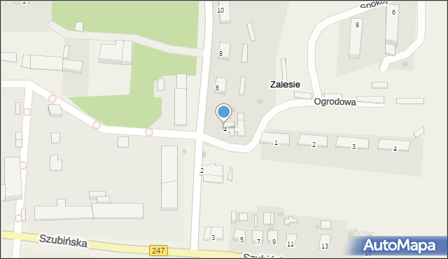 Zalesie, Parkowa, 4, mapa Zalesie