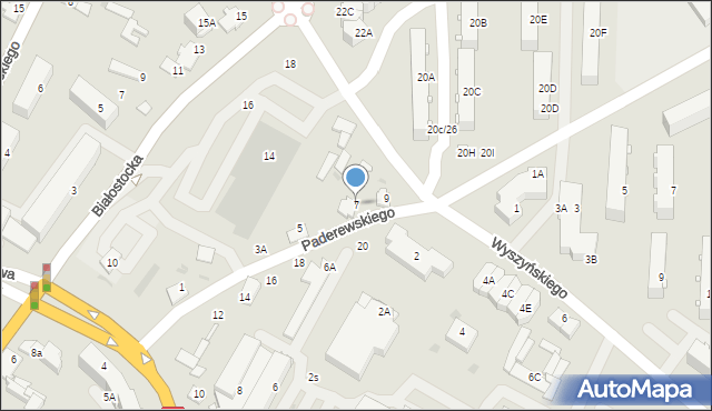 Zambrów, Paderewskiego Ignacego Jana, 7, mapa Zambrów