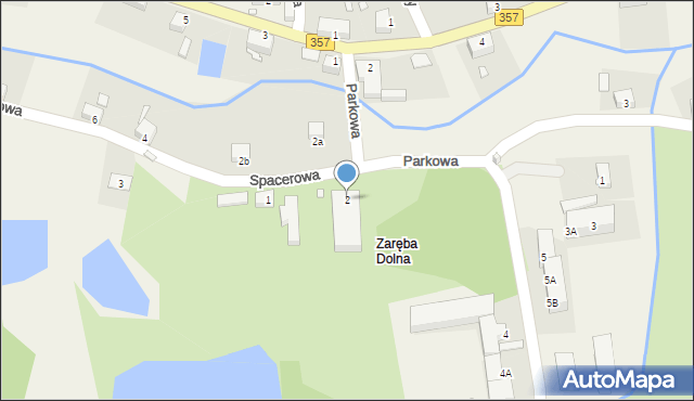 Zaręba, Parkowa, 2, mapa Zaręba