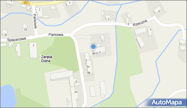 Zaręba, Parkowa, 3A, mapa Zaręba