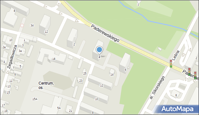 Zawiercie, Paderewskiego Ignacego Jana, 4, mapa Zawiercie