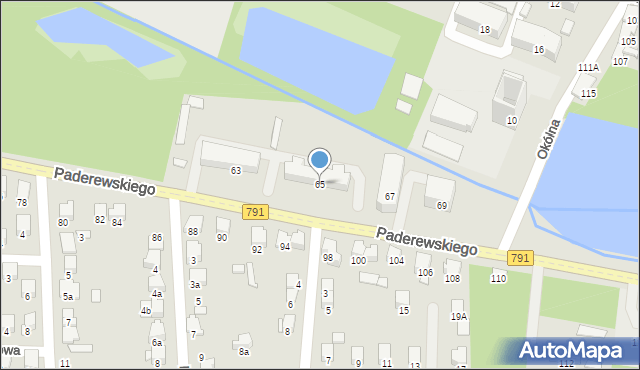 Zawiercie, Paderewskiego Ignacego Jana, 65, mapa Zawiercie