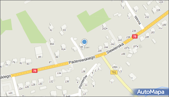 Zawiercie, Paderewskiego Ignacego Jana, 95A, mapa Zawiercie