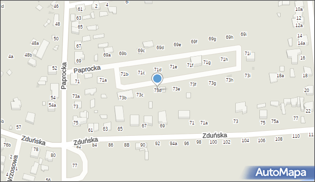 Zduńska Wola, Paprocka, 73d, mapa Zduńska Wola