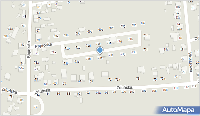 Zduńska Wola, Paprocka, 73e, mapa Zduńska Wola