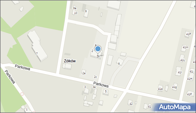 Żerków, Parkowa, 2b, mapa Żerków