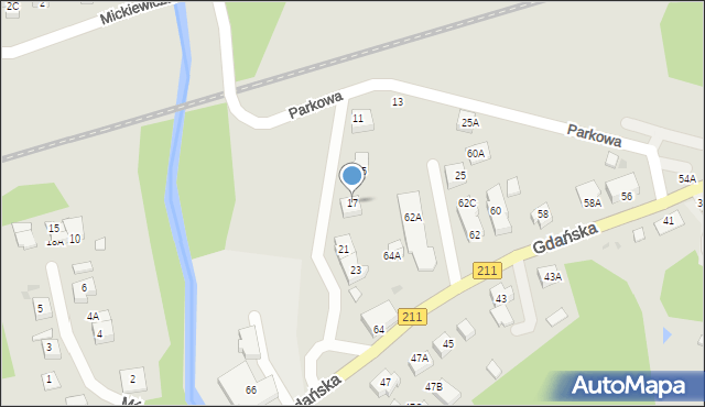 Żukowo, Parkowa, 17, mapa Żukowo