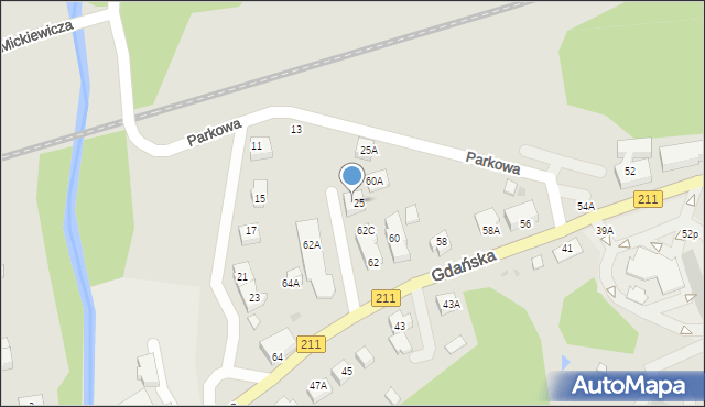 Żukowo, Parkowa, 9, mapa Żukowo