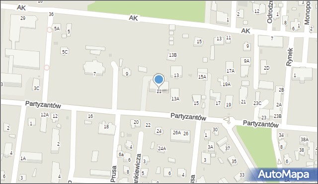 Zwierzyniec, Partyzantów, 11, mapa Zwierzyniec