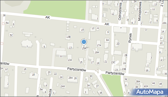 Zwierzyniec, Partyzantów, 15A, mapa Zwierzyniec