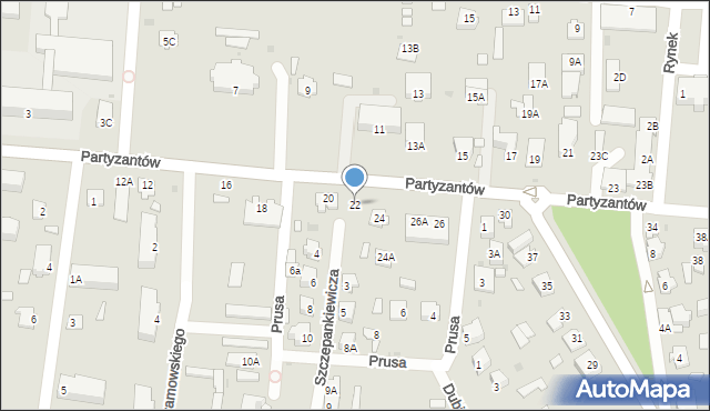 Zwierzyniec, Partyzantów, 22, mapa Zwierzyniec