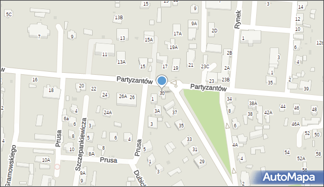 Zwierzyniec, Partyzantów, 30, mapa Zwierzyniec