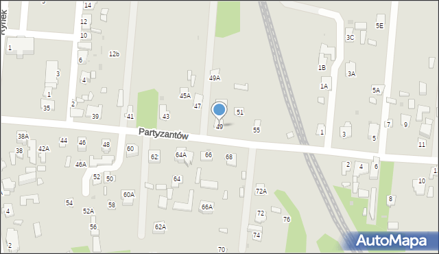 Zwierzyniec, Partyzantów, 49, mapa Zwierzyniec