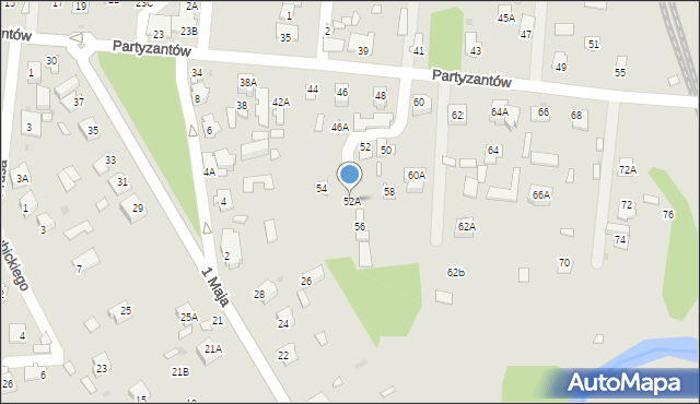 Zwierzyniec, Partyzantów, 52A, mapa Zwierzyniec