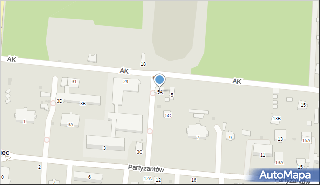 Zwierzyniec, Partyzantów, 5A, mapa Zwierzyniec