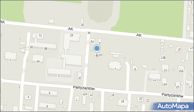 Zwierzyniec, Partyzantów, 5C, mapa Zwierzyniec