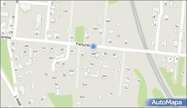 Zwierzyniec, Partyzantów, 64A, mapa Zwierzyniec