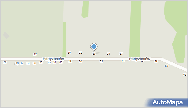 Zwoleń, Partyzantów, 23, mapa Zwoleń