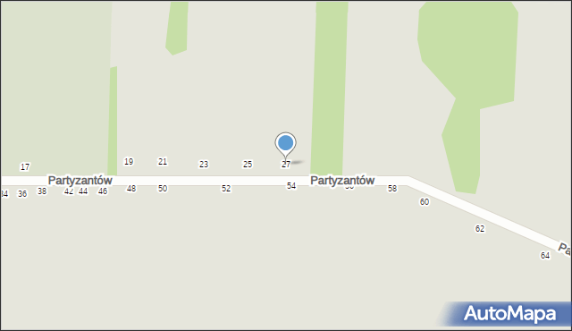 Zwoleń, Partyzantów, 27, mapa Zwoleń