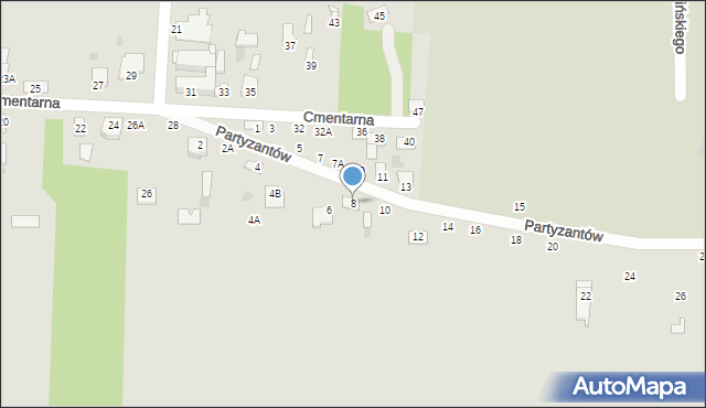 Zwoleń, Partyzantów, 8, mapa Zwoleń