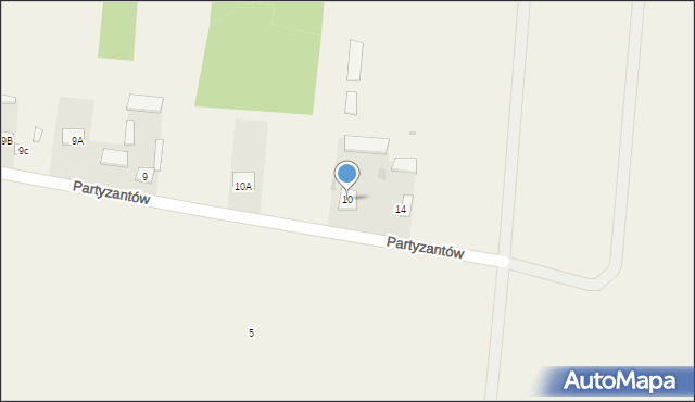 Żyrzyn, Partyzantów, 10, mapa Żyrzyn