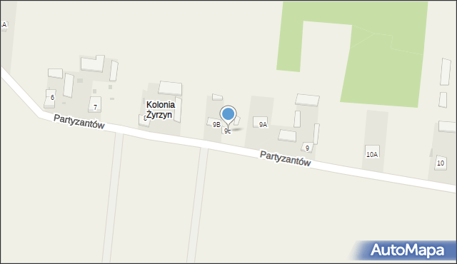 Żyrzyn, Partyzantów, 9c, mapa Żyrzyn