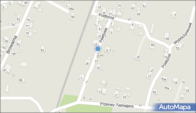 Żywiec, Pawlusie, 11, mapa Żywiec