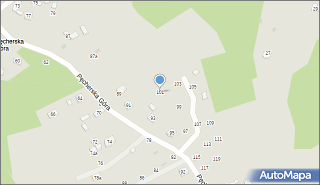 Czchów, Pęcherska Góra, 101, mapa Czchów