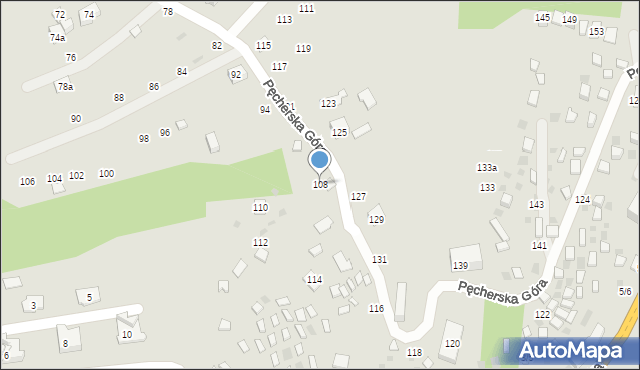 Czchów, Pęcherska Góra, 108, mapa Czchów