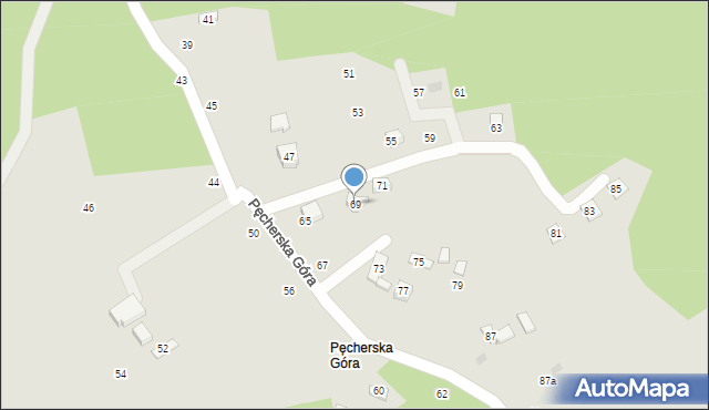 Czchów, Pęcherska Góra, 69, mapa Czchów