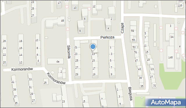 Gliwice, Perkoza, 13, mapa Gliwic