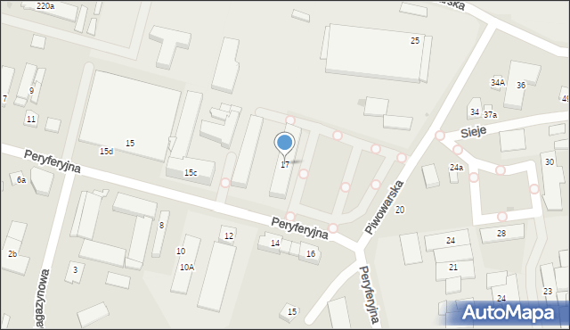 Kielce, Peryferyjna, 17, mapa Kielc