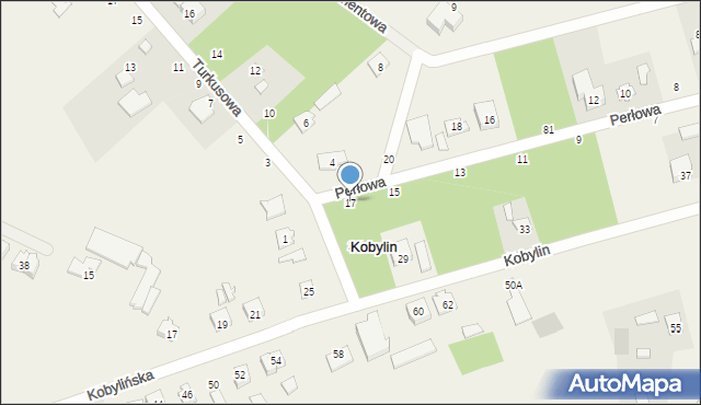 Kobylin, Perłowa, 17, mapa Kobylin