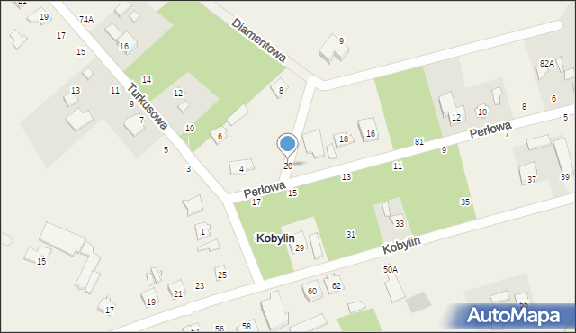 Kobylin, Perłowa, 20, mapa Kobylin