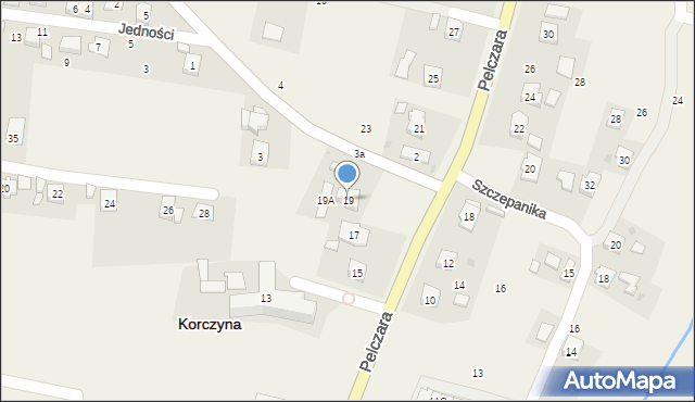 Korczyna, Pelczara Józefa Sebastiana, bp., 19, mapa Korczyna