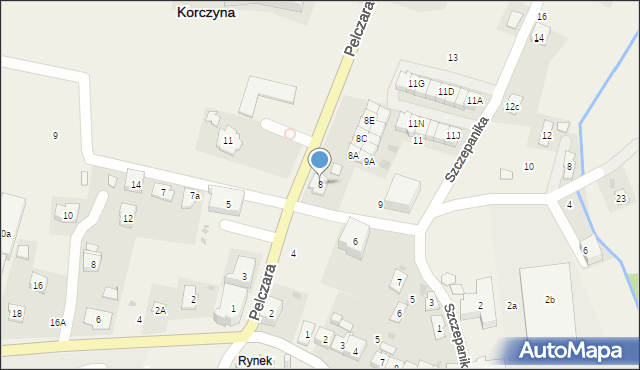 Korczyna, Pelczara Józefa Sebastiana, bp., 8, mapa Korczyna