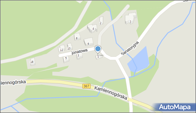 Kowary, Pensjonatowa, 1, mapa Kowary