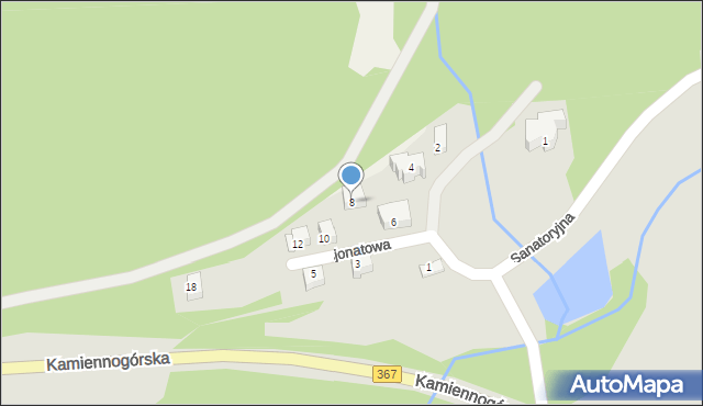 Kowary, Pensjonatowa, 8, mapa Kowary