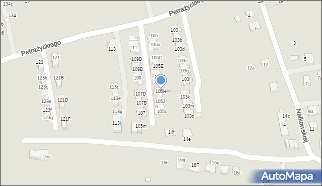 Kraków, Petrażyckiego Leona, 105H, mapa Krakowa