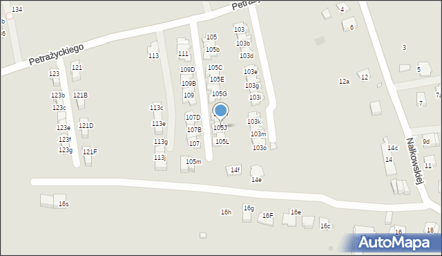 Kraków, Petrażyckiego Leona, 105J, mapa Krakowa