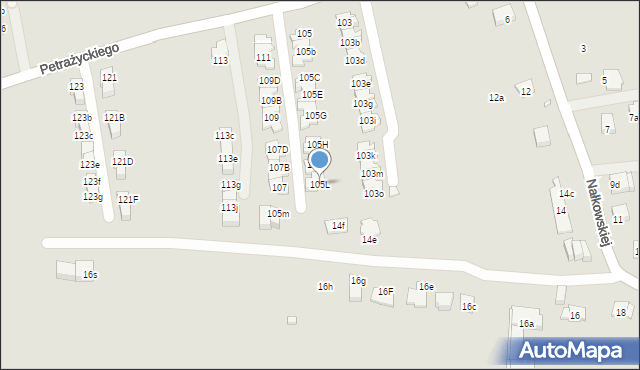 Kraków, Petrażyckiego Leona, 105L, mapa Krakowa