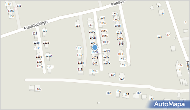 Kraków, Petrażyckiego Leona, 107C, mapa Krakowa