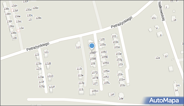 Kraków, Petrażyckiego Leona, 109D, mapa Krakowa