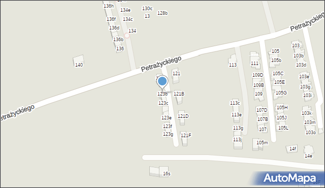 Kraków, Petrażyckiego Leona, 123b, mapa Krakowa