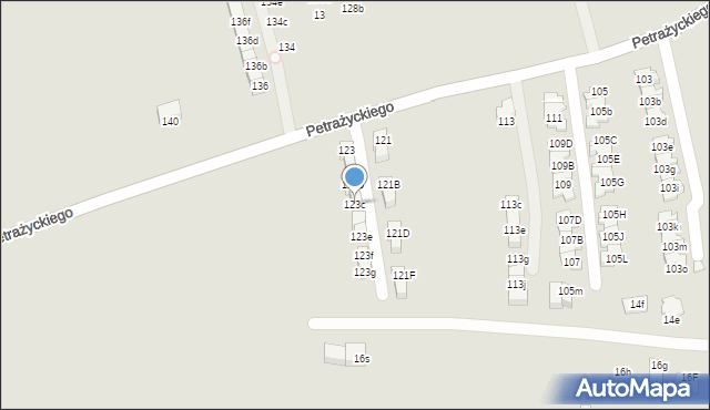 Kraków, Petrażyckiego Leona, 123c, mapa Krakowa