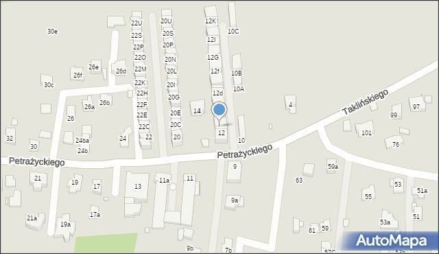 Kraków, Petrażyckiego Leona, 12a, mapa Krakowa