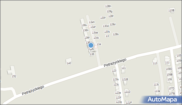 Kraków, Petrażyckiego Leona, 136a, mapa Krakowa